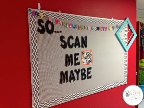 Oh' Boy 4th Grade: QR codes, BUCK talks... and winners Qr Code Bulletin Board Ideas, Back To School Board, Technology Theme, Bulletin Board Ideas, Classroom Bulletin Boards, Classroom Technology, Reading Lessons, Library Ideas, Classroom Fun