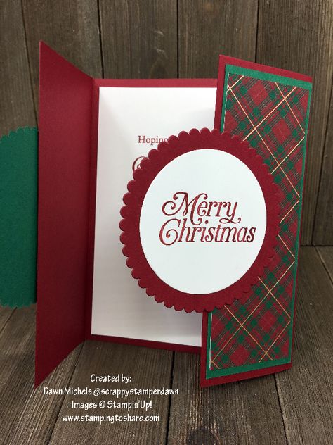 Stamped Christmas Cards, Simple Christmas Cards, Gatefold Cards, Christmas Card Inspiration, Homemade Christmas Cards, Stampin Up Christmas Cards, Diy Christmas Cards, Fancy Fold Cards, Christmas Cards To Make