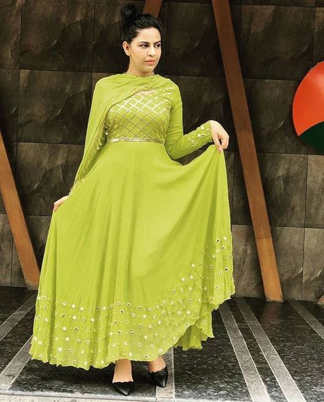 Green Gown Indian, Parrot Green Suits Women Indian, Green Suits Women Indian, Suits Women Indian, Green Suits, Gown Indian, Sharara Designs, Desi Dress, Designer Anarkali Dresses