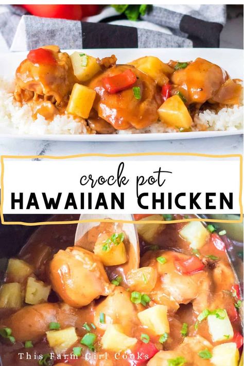 Escape to a tropical paradise with our mouthwatering Slow Cooker Hawaiian Chicken! Juicy and tender chicken infused with the flavors of pineapple, soy sauce, and ginger, cooked to perfection in the convenience of your slow cooker. Honey Recipes Healthy, Slow Cooker Pineapple Chicken, Slow Cooker Hawaiian Chicken, Hawaiian Chicken Crockpot, Barbecue Sauce Chicken, Chicke Recipes, Hawaiian Chicken, Onion Chicken, Pineapple Chicken