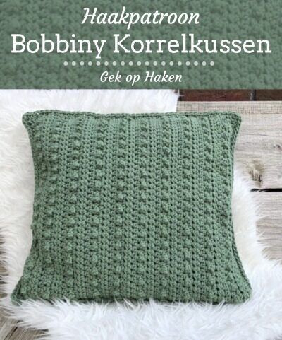 Haakinformatie | Haakpatroon Bobbiny Korrelkussen • Haakinformatie Beginner Knitting Blanket, Crochet Cushion Pattern, Crochet Hat For Beginners, Cushion Cover Pattern, Knitting Patterns Free Beginner, Crochet Patterns Free Beginner, Crochet Cushion Cover, Crochet For Beginners Blanket, Beginner Knitting Patterns