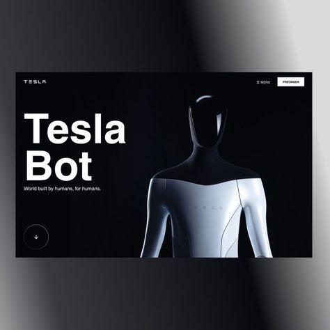 Our fresh concept features website design devoted to the robotics and AI, inspired by Tesla Bot. Elegance and minimalism of the layout is amplified with the black & white colors, clean robot render, and elegant typography to make it beautiful and impressive. Stay tuned! Features Website Design, Tesla Bot, Elegant Typography, White Colors, Robotics, Stay Tuned, Tesla, Creative Professional, Concept Design