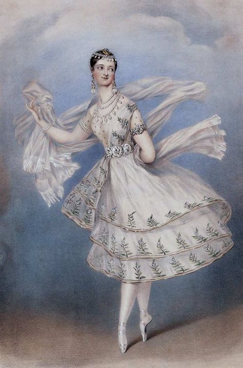 Lithograph by Alfred Edward Chalon (1780-1860) of the ballerina Marie Taglioni (1804-1884) costumed as Zoloë Victorian Ballerina, Art Ballet, Ballet Russe, Vintage Ballet, Paris Opera Ballet, Romantic Era, Ballet Art, Butterfly Fairy, Ballet Costumes