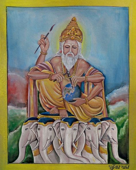 Vishwakarma bhagwan Bhagwan Painting, Drawing Painting Ideas, Oil Pastel Colours, Shiva Painting, Architecture Drawing Art, Lord Shiva Painting, Hindu God, Pastel Colours, Sketch Art