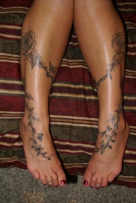 vine tattoo designs: Vine Tattoo Design On Leg ~ Cvcaz Tattoo Art Ideas ~ Tattoo Ideas Inspiration Ankle Foot Tattoo, Rose Vine Tattoos, Flower Vine Tattoos, Lower Leg Tattoos, Anklet Tattoos, Foot Tattoos For Women, Vine Tattoos, Leg Tattoos Women, Tattoo Girls