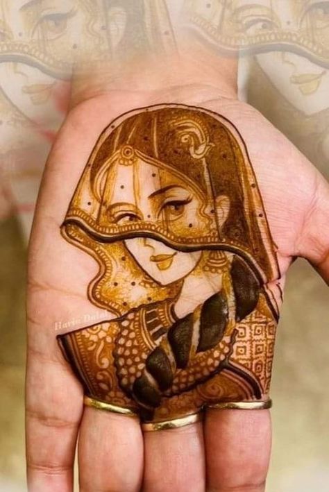 Bride In Mehndi, Ghunghat Bride Mehndi, Bridal Dulhan Mehndi Designs, Bridal Face Mehendi Design, Bride Face Mehandi, Bridal Figure Mehndi Designs, Portrait Mehendi Design, Bride Mehendi Design, Latest Mehndi Designs Wedding