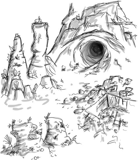 Cave inspiration Cave Drawing Reference, Cave Sketch, Cave Illustration, Cave Drawing, Comic Template, Map Sketch, Isometric Map, Cave Drawings, Forest Drawing