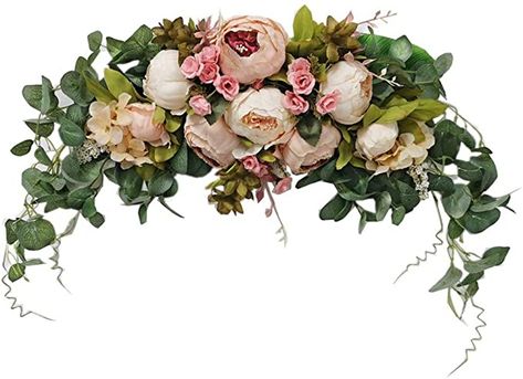 H&S BRIDAL Wedding Arch Flowers, 30 Inch Rustic Artificial Floral Swag for Door Lintel, Green Leaves Rose Peony Sunflowers Table Centerpieces Home Decoration: Artificial & Dried Flora: Amazon.com.au Sunflower Table Centerpieces, Best Artificial Flowers, Table Centerpieces Home, Wedding Floral Arch, Arch Table, Flower Swag, Floral Swags, Home Mirror, Flowers Peony