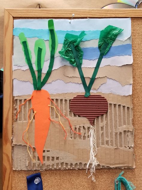 Art Project For Preschoolers, Project For Preschoolers, Mixed Media Art Projects, 2nd Grade Art, Root Veggies, Theme Nature, Elementary Art Projects, Art Lessons Elementary, Spring Art