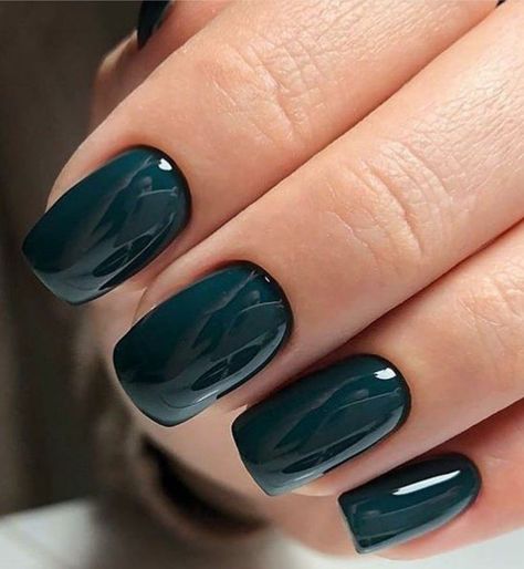 Teal Nails, Green Nail, Casual Nails, Pretty Gel Nails, Dark Nails, Acrylic Nails Coffin Short, Pretty Nail Art, Dream Nails, Classy Nails