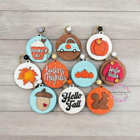 Embrace the beauty of fall with hand-painted autumn ornaments and rustic decorations perfect for celebrating the changing seasons! Autumn Ornaments, Cameo Crafts, Fall Ornaments, Silhouette Cameo Crafts, Teacher Ornaments, Fall Thanksgiving Decor, Painted Christmas Ornaments, Fall Decoration, Craft Day