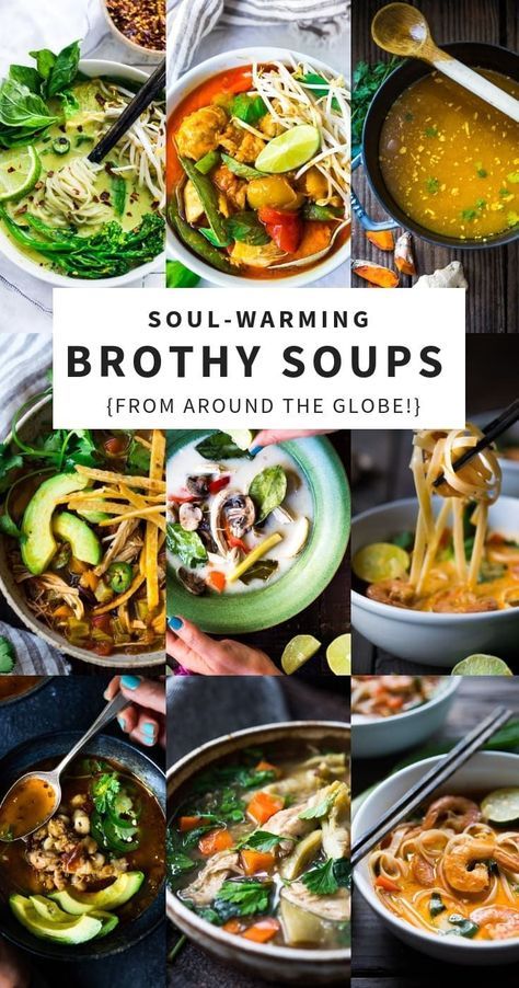 20 Healthy Broth Based Soup Recipes from around the world. Delicious and simple, with many paleo, gluten-free and vegan options! | #broth #brothbasedsoup #bonebroth #veganbroth #soup  via @feastingathome Broth Base Soup Recipes, Easy Broth Soup, Broth Based Soup Recipes, Broth Based Soups, Broth Soup Recipes, Brothy Soups, Brothy Soup Recipes, Broth Soups, Healthy Broth