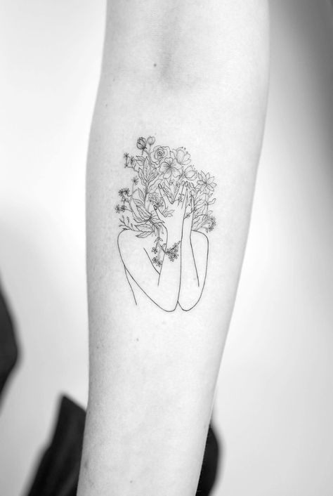 Growing Woman Tattoo, Women Growing Tattoo, Gardening Tattoos For Women, Keep Going Keep Growing Tattoo, Secret Garden Tattoo Ideas, Always Growing Tattoo, Secret Gardens In My Mind Tattoo, Keep Growing Tattoo, Secret Garden Tattoo