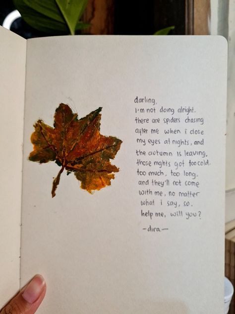 Poetry, acrylic painting, aurumn, clover leaf painting, poetry and painting, handwritten poetry Poetry Handwritten, Handwritten Poetry, Journal Types, Poetry Painting, Poetry Projects, Honey Pie, Leaf Painting, Painted Leaves, Writing Poetry