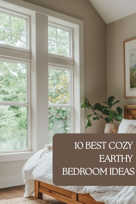 Cozy bedroom Calming Bedroom Decor, Cozy Bedroom Paint Colors, Earthy Bedrooms, Bright Bedroom Colors, Boho Bedroom Paint Colors, Cozy Earthy Bedroom, Warm Bedroom Colors, Earth Tone Bedroom, Earthy Bedroom Ideas