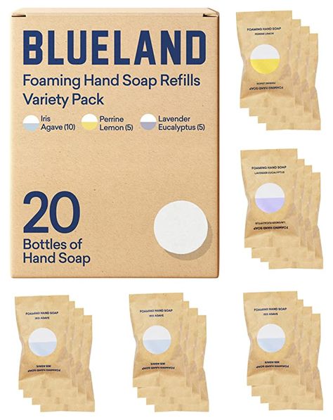 BLUELAND Foaming Hand Soap Tablet Refills - 20 Pack | Eco Friendly Products & Cleaning Supplies | Variety Pack Scents | Makes 20 x 9 Fl oz bottles (180 Fl oz total) Bath Salt Gift Set, Soap Packaging Design, Bath Salts Gift, Foaming Hand Wash, Eco Friendly Products, Foam Soap, Foaming Hand Soap, Soap Packaging, Green Cleaning