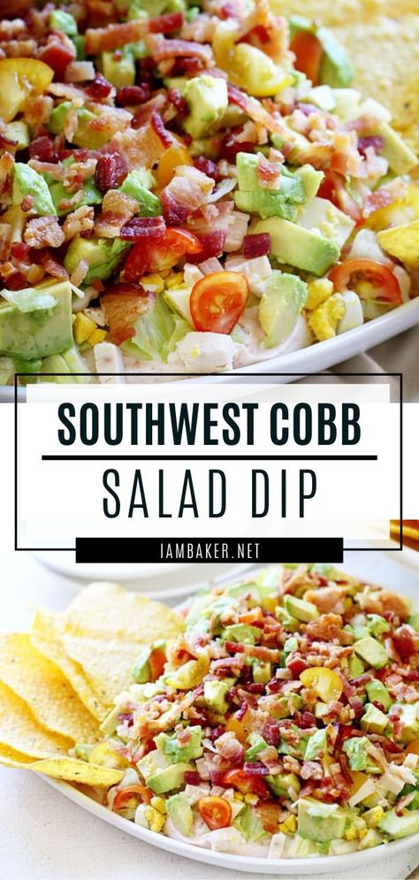 Cobb Dip, Game Day Finger Foods, Cobb Salad Dip, Salad Southwest, Superbowl Food Appetizers, Salad Dip, Trophy Diy, Seasoned Sour Cream, Best Dip