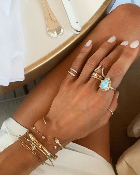 Logan Hollowell Jewelry, Jewelry Inspo Gold, Logan Hollowell, Jewelry Stack, Accessory Inspo, Dainty Rings, Gold Girl, Jewelry Accessories Ideas, Chic Earrings