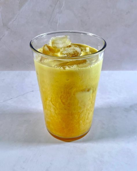 Pineapple Iced Golden Milk — Home-Made.Co Iced Golden Milk, Winery Interior, Golden Milk Recipe, Beverage Ideas, Pineapple Drinks, Nancy Meyers, Inflammatory Diet, Golden Milk, Healthy Drinks Recipes