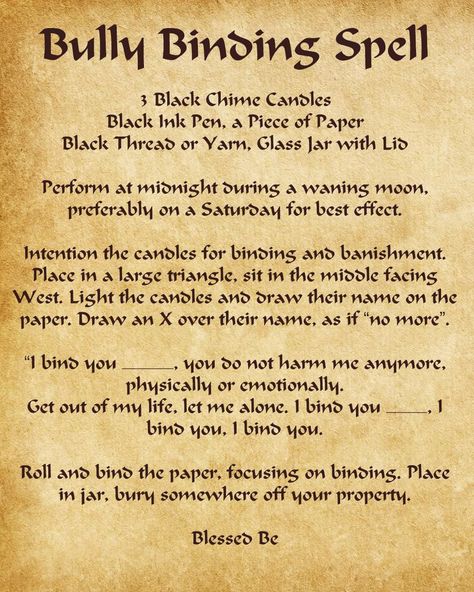 Spell To Stop A Bully, Bully Spell, Karma Spells, Witchy Rituals, Spell Chants, Karma Spell, Witchy Spells, Binding Spell, Candle Magic Spells