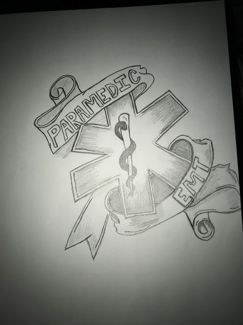 Paramedic/EMT drawing Emt Drawing, Paramedic Drawing, Ems Drawings, Firefighter Paramedic Tattoo, Fire And Ems Tattoos, Ambulance Tattoo Ideas, Flight Paramedic Tattoo, Ambulance Drawing, Ems Logo