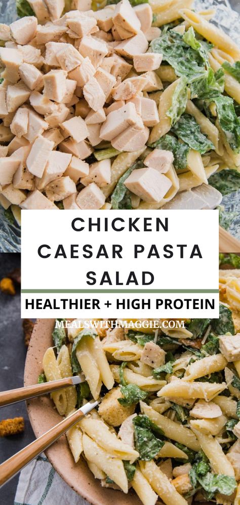 Cesar Pasta Salad Meal Prep, Easy Protein Pasta Salad, Meal Prep For 2 Days, Healthy Chicken Caesar Pasta Salad, Healthy Pasta Recipes Meal Prep, Easy Lunch Meal Prep For The Week Cold, Cesar Salad Meal Prep, Easy Meal Prep With Chicken, Meal Prep 5 Days