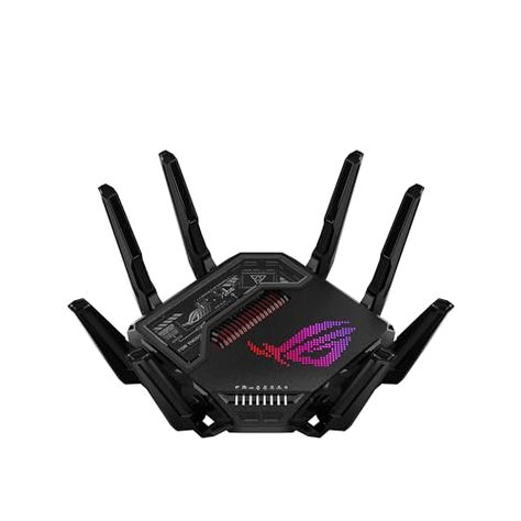 ASUS ROG Rapture GT-BE98 PRO First Quad-Band WiFi 7 Gaming Router supports 320MHz, Dual 10G Port, Triple-level Game Acceleration, Mobile Game Mode, Subscription-Free Security, AiMesh, and VPN features Network Bridges, Gaming Router, Cartoon Love Photo, Pc Components, Wireless Router, Asus Rog, Pc Laptop, Antennas, Mobile Game