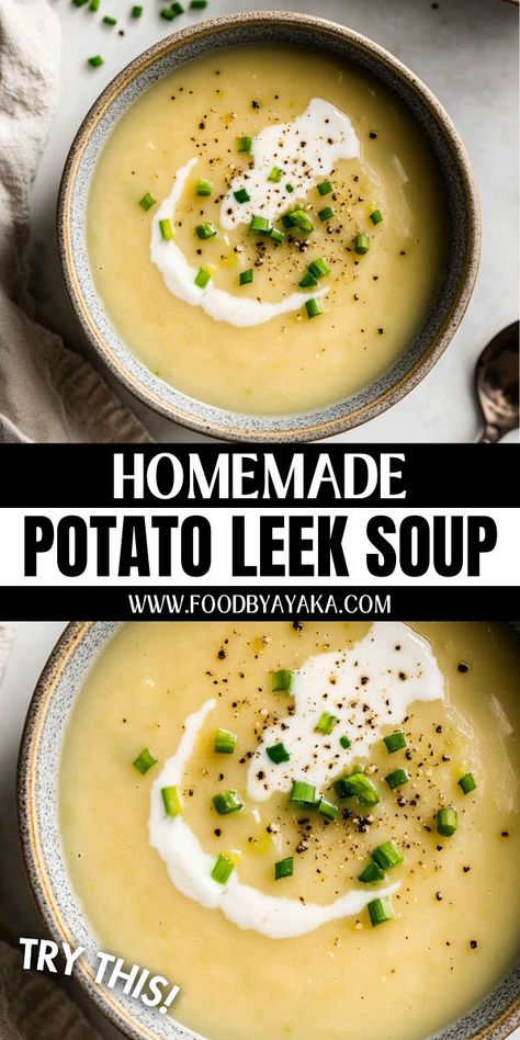 Bowl of creamy potato leek soup, a comforting option for holiday dinners and winter gatherings. Potatoe Leek Soup Recipe, Christmas Soup Recipes, Potato Leek Soup Recipe, Slow Cooker Christmas, Christmas Soup, Leeks Soup Recipes, Cozy Soup, Potato Leek, Potato Leek Soup