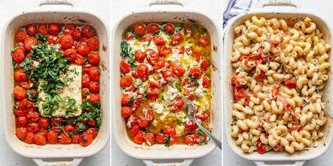 Baked Feta Pasta {With Cherry Tomatoes} - FeelGoodFoodie Pasta With Feta Cheese, Pasta Tiktok, Pasta With Cherry Tomatoes, Baked Feta Pasta, Baked Feta, Cherry Tomato Pasta, Goat Cheese Recipes, Cheese Baked, Feta Recipes