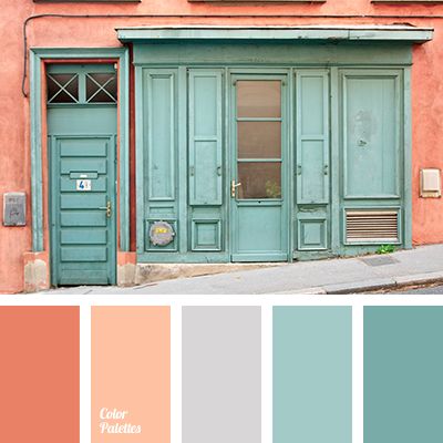 The combination of colours in this palette is perfect. Warm shades of brick red harmonises perfectly with the equally warm turquoise shades. The palette is. Teal Kitchen, Orange Color Palettes, Kitchen Colour Schemes, Front Door Colors, Trendy Bedroom, Color Balance, Bedroom Paint, Door Color, Kitchen Colors