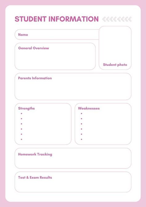 Pink Student Information Planner for Teachers Student Profile Template, Planner For Teachers, Teacher Documentation, Student Information, Grade Book, A5 Planner, Teacher Planner, Student Teacher, List Template