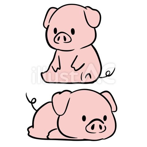 Pigs Drawing Cute, Pig Drawings Cute, Pig Doodle Easy, Farm Animals Drawing Easy, Cute Farm Animals Drawings, Pig Illustration Cute, Cute Pig Drawing Easy, Cute Pigs Drawing, Pig Cute Drawing