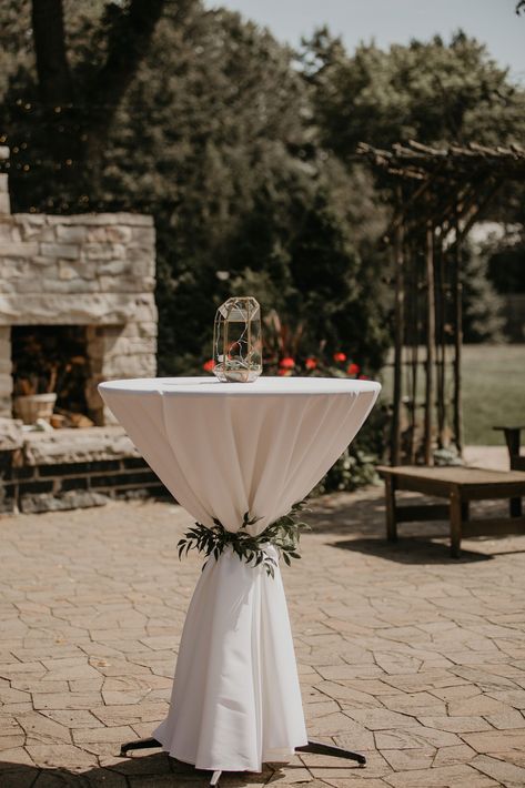 Photo Credit: Sophisticated Grace Photography | 12 Memorable Outdoor Wedding High-top Table Decor Suggestions | The Gardens of Castle Rock #GardensOriginals #MNWeddingVenue #UniqueWedding Welcome to The Gardens of Castle Rock where you make your best day ever! #BestDayEver #WeddingDecor #WeddingDecoration #MNWedding #Wedding #Minnesota High Top Tables Wedding Decor, Round Cocktail Table Decor, Cocktail Hour High Top Tables, High Top Tables For Party, High Top Table Decor Party, Hightop Cocktail Tables Wedding, Wedding High Top Tables, Wedding Cocktail Table Decor High Tops, High Top Table Decor