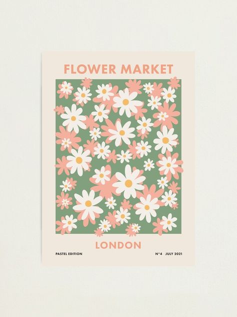 Danish Bedroom, London Flower Market, Flower Market London, Room Paintings, Pastel Poster, Market Poster, Dorm Art, Flower Market Poster, London Poster