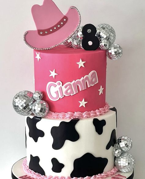 Disco Cowgirl 2nd Birthday Party, Cowgirl Cakes Birthday, Dolly Parton Birthday, Cowgirl Birthday Cakes, Cowboy Birthday Cakes, Cowgirl Cake, Cowgirl Cakes, 1st Rodeo, Barbie Birthday Cake