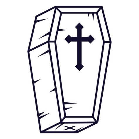 Simple Coffin Tattoo Ideas, Coffin Line Art, Coffin Drawings Simple, Line Art Skull, Coffin Tattoo, Line Png, Fall Acrylic, Graffiti Letters, Halloween Coffin