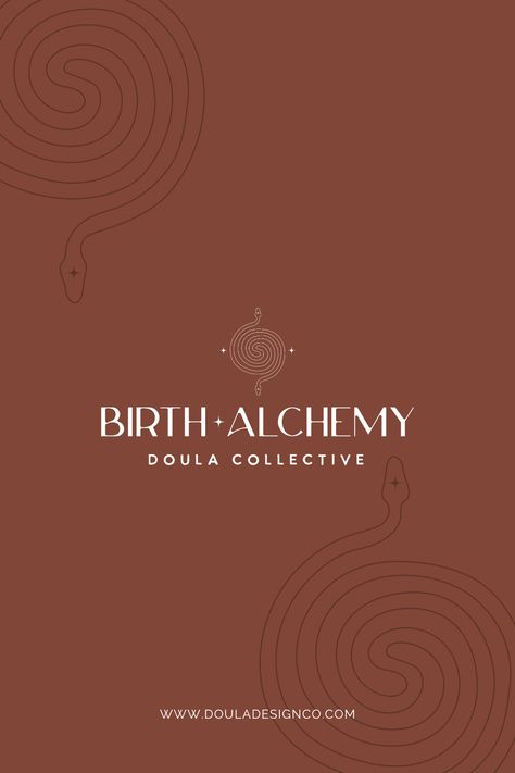 Discover our latest custom logo and brand design for the Birth Alchemy Doula Collective, a team of doulas uniting their extensive experience and profound birth philosophies to serve families in Los Angeles. Inspired by the raw power of femininity and the transformative journey of birth, our design features a hand-drawn double-headed snake paired with a mystical alchemic font. Looking for more captivating doula logo inspiration? Explore our portfolio! #doulalogo #doulalogoinspiration #birthdoulal Doula Branding, Magical Logo, Doula Logo, Doula Business, Website Logo, Custom Website, Website Inspiration, Logo Design Inspiration, Custom Logo Design