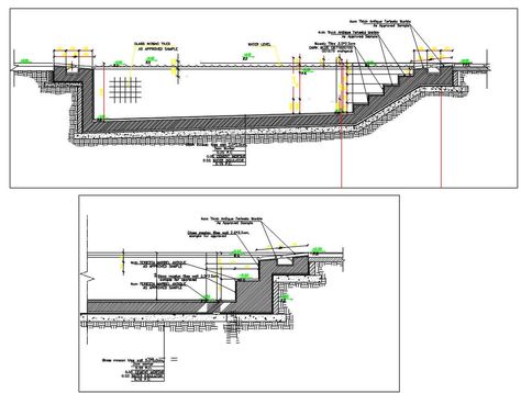 Swimming Pool Plan DWG File; 2d CAD drawing of swimming pool, swimming bath, wading pool, or paddling pool is a container that is filled with water to enable swimming or other leisure activities. Swimming Pool Dimensions, Pool Detail, Swimming Pool Plumbing, Pool Design Plans, Swimming Pool Steps, Swimming Pool Plan, Swimming Pool Size, Pool Drawing, Luxury Pools Backyard