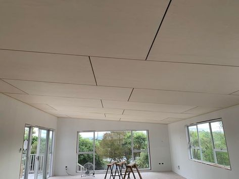 Poplar ply ceiling, negative detail joins Ply Ceiling, Plywood Ceiling, Floating Ceiling, Ceiling Detail, Plywood, Floating, Shed, New Homes, Ceiling