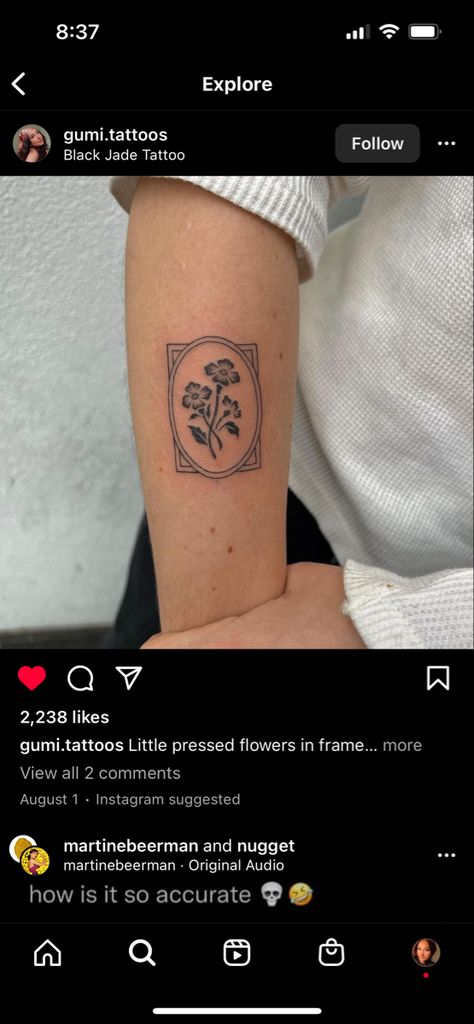 Framed Tattoo, Pressed Flower, Flower Tattoos, Pressed Flowers, I Tattoo, Jesus Fish Tattoo, Triangle Tattoo, Flower Tattoo, The Past