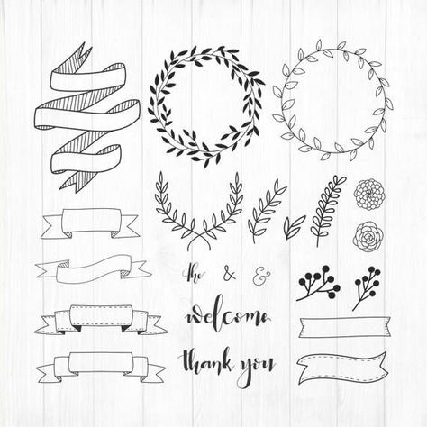 Leaf Calligraphy, Floral Wreath Svg, Hand Drawn Leaves, Wreath Svg, Wreath Drawing, Floral Doodle, Hand Lettering Inspiration, Leaf Clipart, Hand Drawn Floral