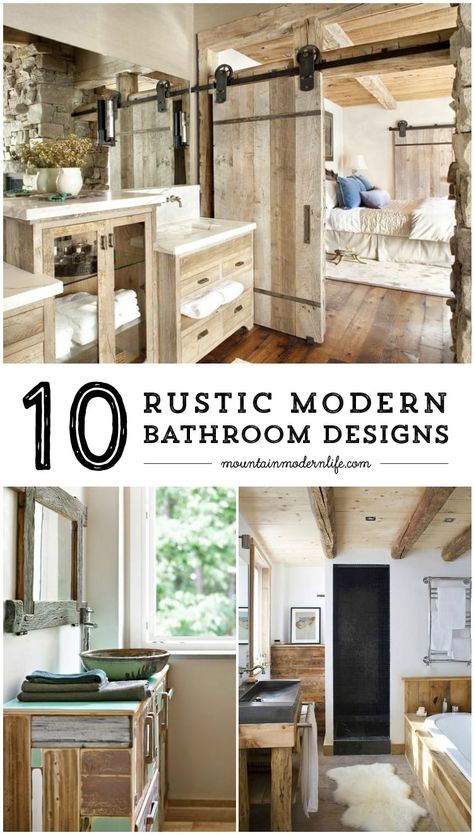 Rustic Modern Bathroom, Modern Bathroom Designs, Top Bathroom Design, Cabin Bathrooms, Rustic Bathroom Designs, Modern Mountain Home, Interior Design Rustic, Rustic Bathroom Decor, Rustic Bathrooms