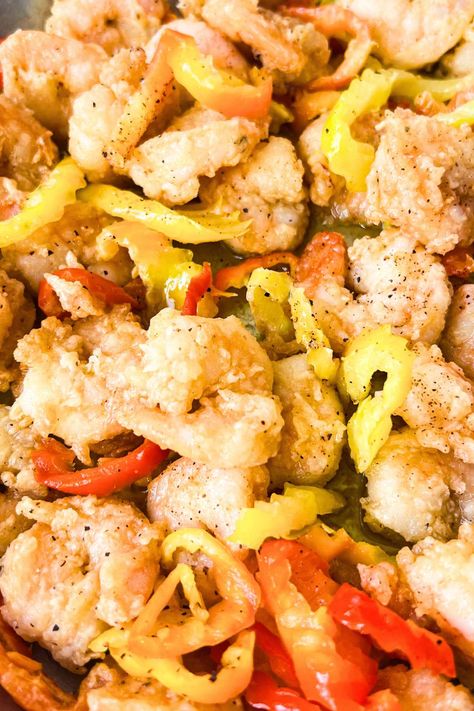 Wild West Shrimp Recipe {Crisp Shrimp + Buttery Sauce) Longhorn Wild West Shrimp Recipe, Wild West Shrimp Longhorn Recipe, Fried Chicken Deep Fryer, Wild West Shrimp, Shrimp Butter, Pickled Sweet Peppers, Deep Fryer Recipes, Fried Peppers, Lime Chicken Tacos