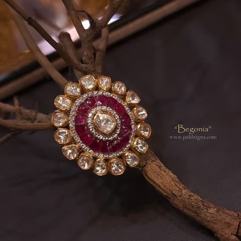 Begonia Moissanite Polki Ring Mango Mala Jewellery, Polki Rings, Jewellery For Wedding, Mango Mala, Kundan Jewellery Bridal, Mala Jewelry, Indian Bridal Jewellery, Ring Jewellery Design, Diamond Wedding Jewelry