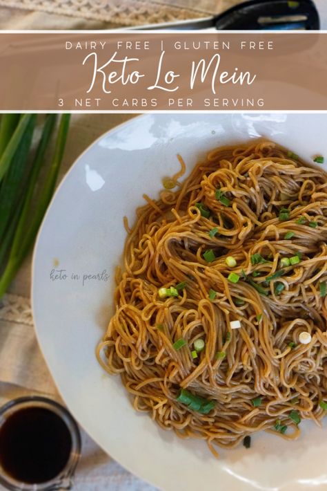 Keto Lo Mein | Keto In Pearls | Sides | Asian Keto Lo Mein, Keto Chinese Food, Keto Chinese, Keto Noodles, Konjac Noodles, Lo Mein Recipes, Keto Vegan, Starting Keto Diet, Resep Diet