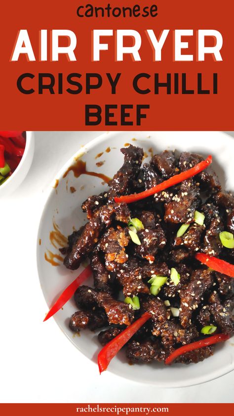 Air Fryer Ginger Beef Recipe, Air Fried Crispy Chili Beef, Beef Jerkey Recipes Air Fryer, Crispy Beef Chinese Air Fryer, Air Fryer Ginger Beef, Air Fryer Crispy Chilli Beef, Air Fryer Crispy Beef, Air Fryer Chinese Recipes, Air Fryer Beef Recipes