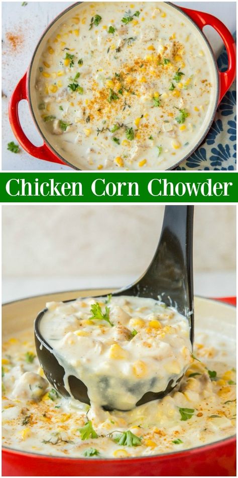 Easy Chicken Corn Chowder, Ww Soup, Chicken Corn Chowder Recipe, Corn Chowder Soup, Chicken Chowder, Chicken Corn Chowder, Easy Girl, Recipe Soup, Soup Healthy