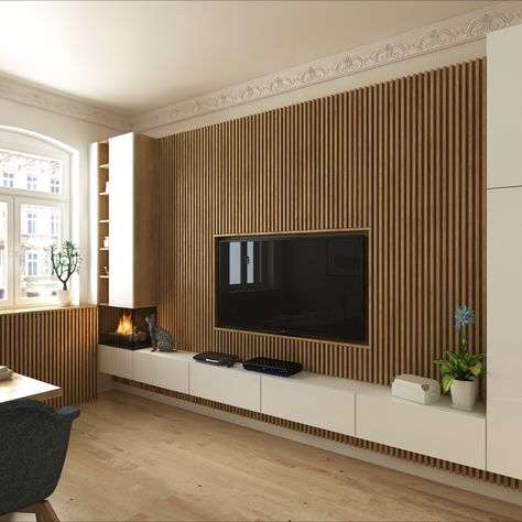 #interiordesign #modern #moderndesign #interiors #livingroom #wooden Wooden Feature Wall Living Room, Wooden Panelling Walls Living Rooms, Living Room Decor Tv, Tv Wall Units, Luxury Living Room Inspiration, Wooden Wall Design, Home Theater Room Design, Feature Wall Living Room, Living Room Wall Units