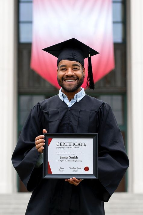 Graduating Students Pictures, Certificate Mockup, Holding Picture Frame, Graduation Party Planner, Framed Certificate, Temp Fade, Graduation Certificate, Student Picture, Education Certificate