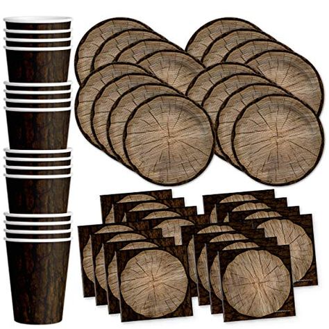 Tree Lumberjack Outdoors Birthday Party Supplies Set Plates Napkins Cups Tableware Kit for 16 Lumberjack Birthday Party, Lumberjack Birthday, Lumberjack Party, Outdoors Birthday Party, Party Kits, Woodland Theme, Party Plates, Party Tableware, Get The Party Started